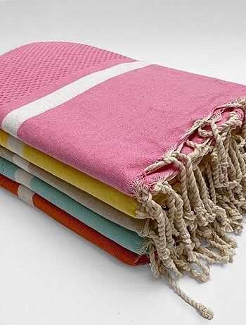 Serviette de plage Fouta traditionnelle Melissa Poussin 200x200 190g/m²