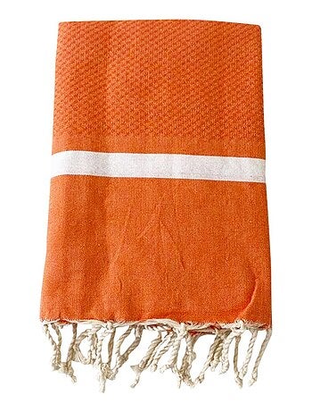 Serviette de plage Fouta traditionnelle Melissa Poussin 200x200 190g/m²