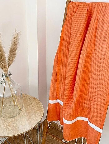 Serviette de plage Fouta traditionnelle Melissa Poussin 200x200 190g/m²