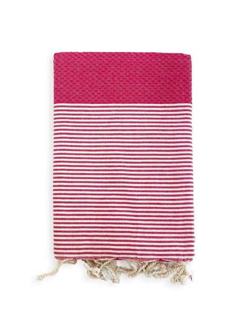 Serviette de plage Fouta traditionnelle Mikanda Fuchsia 100x200 190g/m² - Kiabi