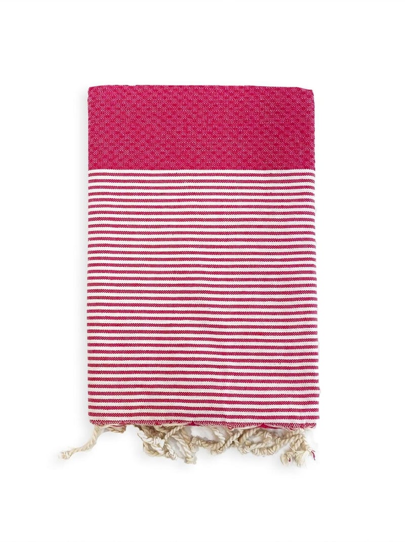 Serviette de plage Fouta traditionnelle Mikanda Fuchsia 200x200 190g/m² Rose fushia - Kiabi