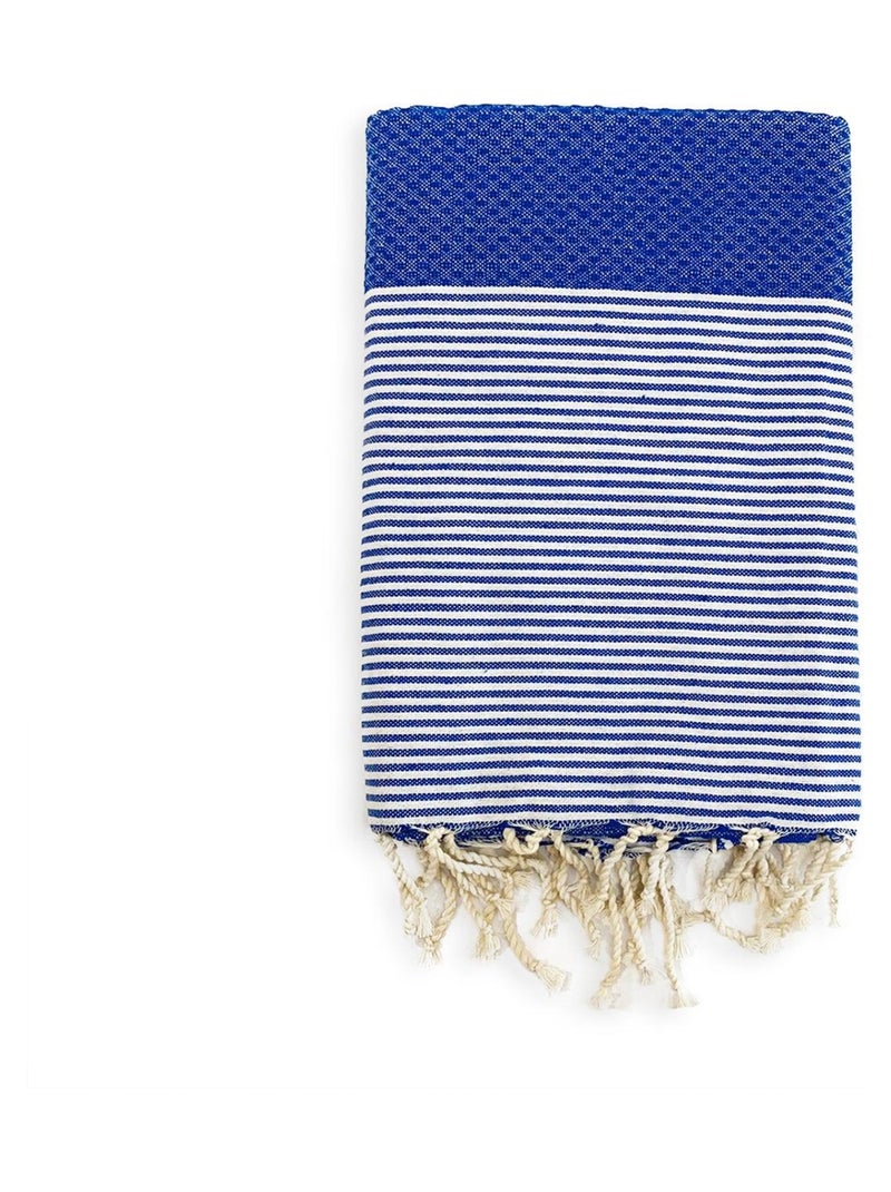 Serviette de plage Fouta traditionnelle Mikanda Royal 100x200 190g/m² Bleu roi - Kiabi