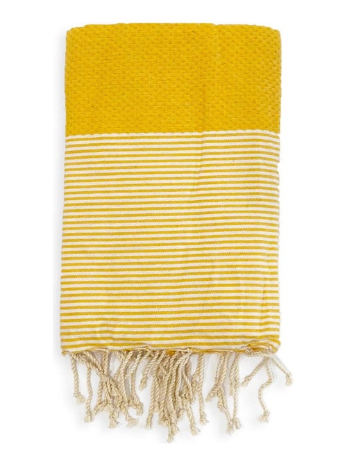 Serviette de plage Fouta traditionnelle Mikanda Tournesol 200x200 190g/m² - Kiabi
