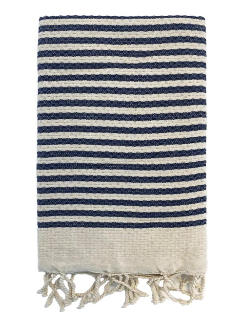 Serviette de plage Fouta traditionnelle Yadara Navy 100x200 190g/m² - Kiabi
