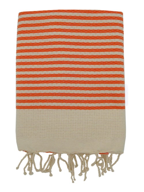 Serviette de plage Fouta traditionnelle Yadara Orange 100x200 190g/m² - Kiabi