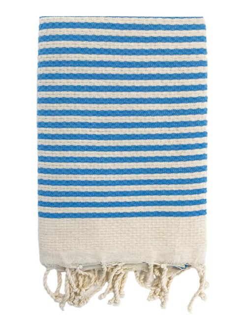 Serviette de plage Fouta traditionnelle Yadara Turquoise 100x200 190g/m² - Kiabi
