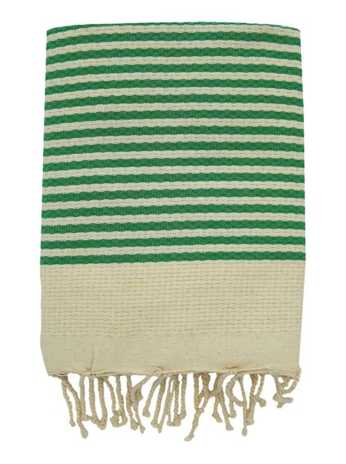 Serviette de plage Fouta traditionnelle Yadara Vert 100x200 190g/m² - Kiabi