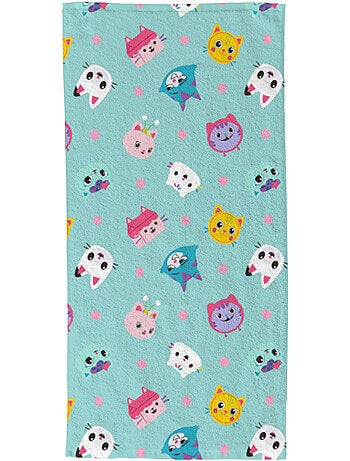Serviette de plage Gabby Pandy Pattes & Amis 70x140 cm - 100% Polyester - Bleu