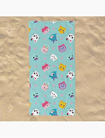 Serviette de plage Gabby Pandy Pattes & Amis 70x140 cm - 100% Polyester - Bleu