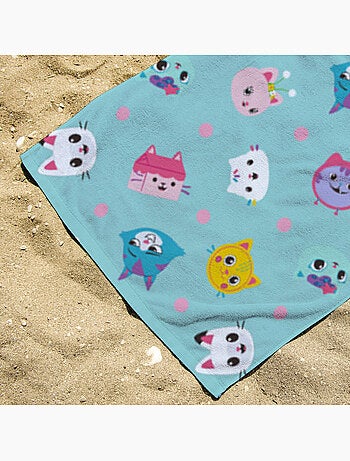 Serviette de plage Gabby Pandy Pattes & Amis 70x140 cm - 100% Polyester - Bleu