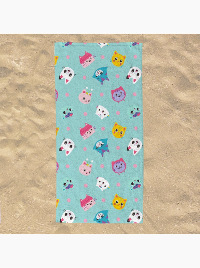 Serviette de plage Gabby Pandy Pattes & Amis 70x140 cm - 100% Polyester - Bleu Bleu - Kiabi