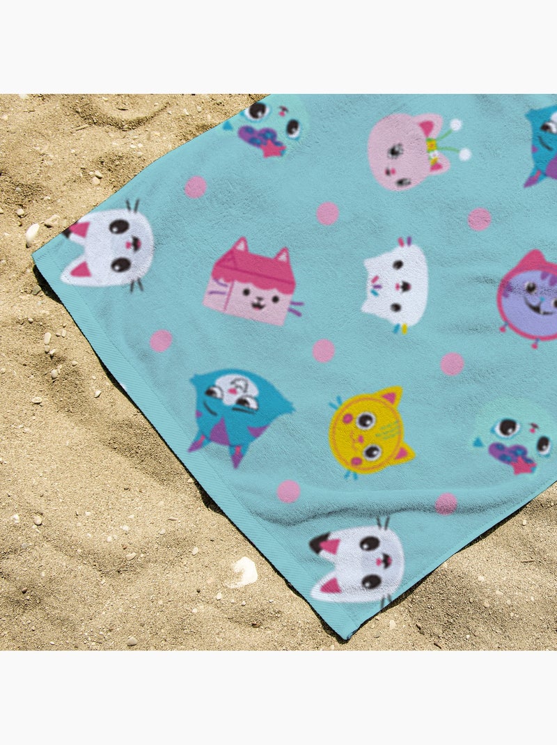 Serviette de plage Gabby Pandy Pattes & Amis 70x140 cm - 100% Polyester - Bleu Bleu - Kiabi