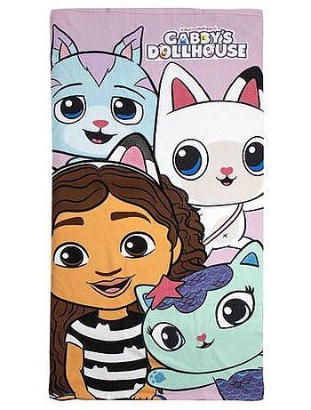 Serviette de plage gabby's dollhouse 70 x 140 cm — séchage rapide pour enfant