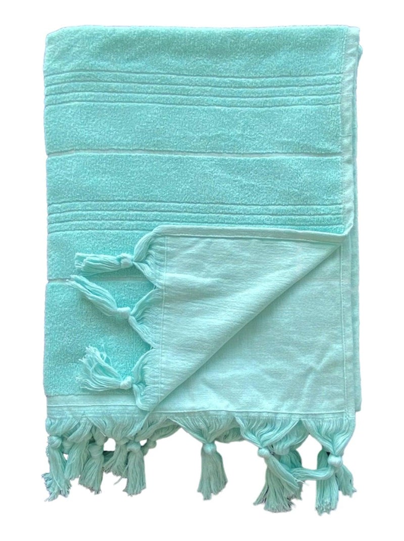Serviette de plage Hammam éponge Aqua 90x160 330g/m² Vert d'eau - Kiabi