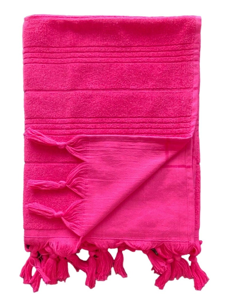 Serviette de plage Hammam éponge Fuchsia 90x160 330g/m² Rose fushia - Kiabi