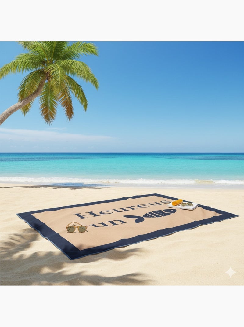 Serviette de plage imprime fish taupe 70 x 150 cm Marron - Kiabi