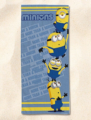 Serviette de plage Les Minions 75x150 cm - 100% Coton - Bleu