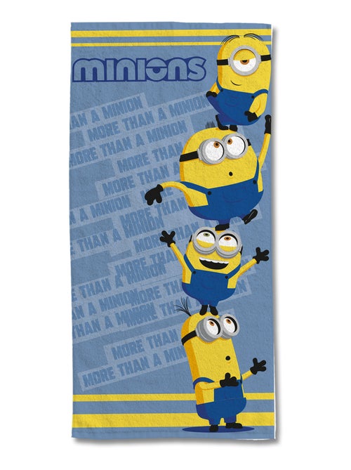 Serviette de plage Les Minions 75x150 cm - 100% Coton - Bleu - Kiabi