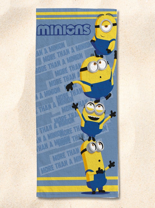 Serviette de plage Les Minions 75x150 cm - 100% Coton - Bleu - Kiabi