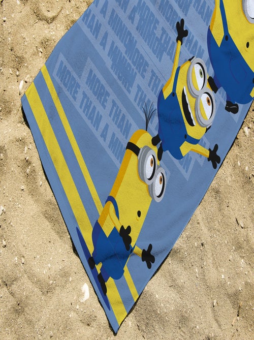 Serviette de plage Les Minions 75x150 cm - 100% Coton - Bleu - Kiabi
