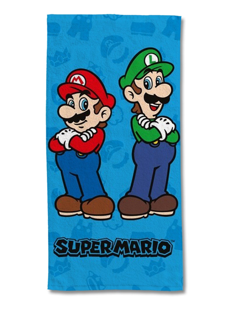 Serviette de plage Mario & Luigi 75x150 cm - 100% Coton - Bleu Bleu - Kiabi