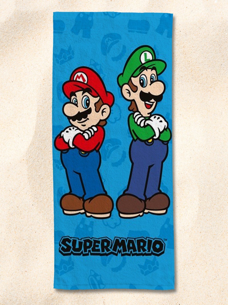 Serviette de plage Mario & Luigi 75x150 cm - 100% Coton - Bleu Bleu - Kiabi
