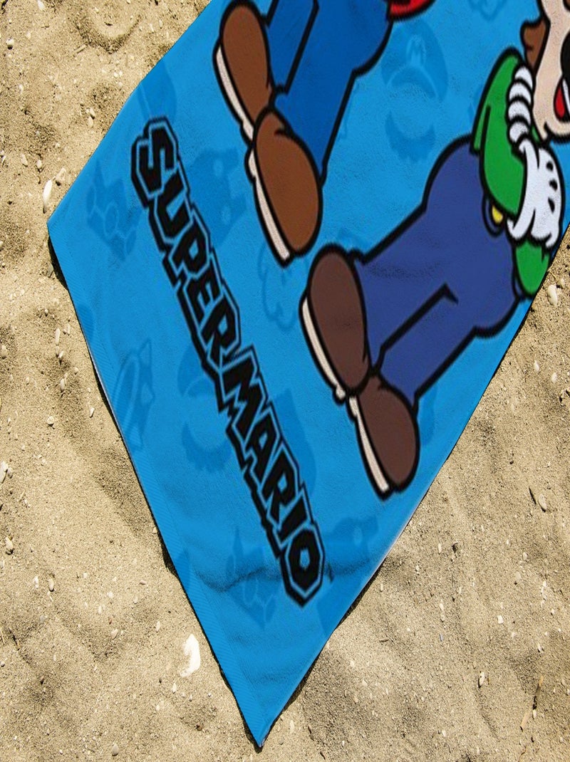 Serviette de plage Mario & Luigi 75x150 cm - 100% Coton - Bleu Bleu - Kiabi
