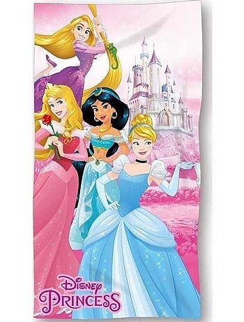 Serviette de plage microfibre 70x140 cm rose - DISNEY Princesses