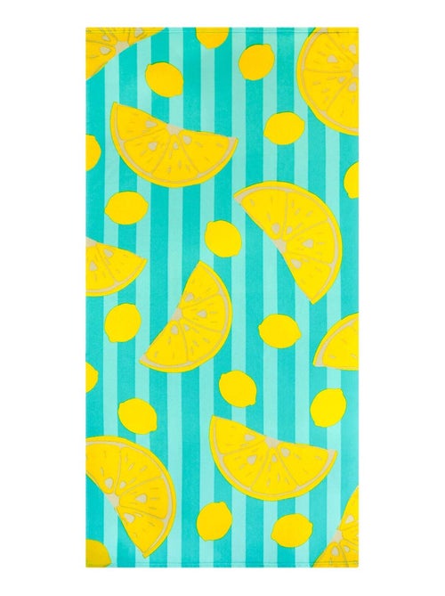 Serviette de plage microfibre Bleu 75x150 220g/m² - Pop-Citron - Kiabi