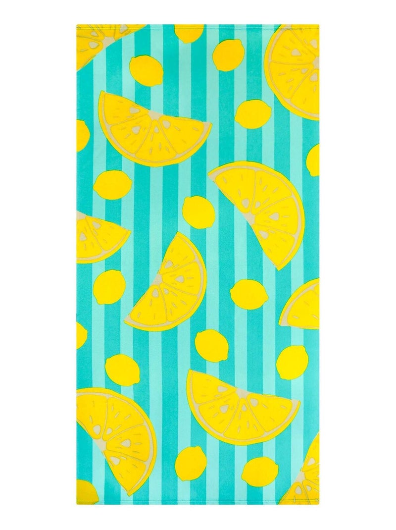 Serviette de plage microfibre Bleu 75x150 220g/m² - Pop-Citron Bleu - Kiabi