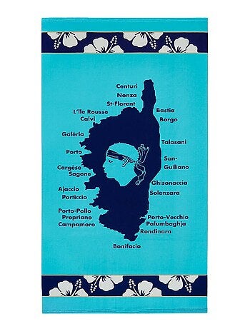 Serviette de plage microfibre Bleu 90x170 250g/m² - Olzo