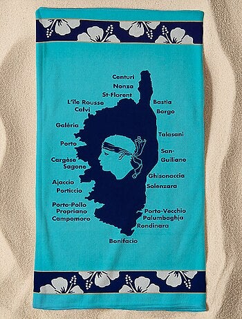 Serviette de plage microfibre Bleu 90x170 250g/m² - Olzo