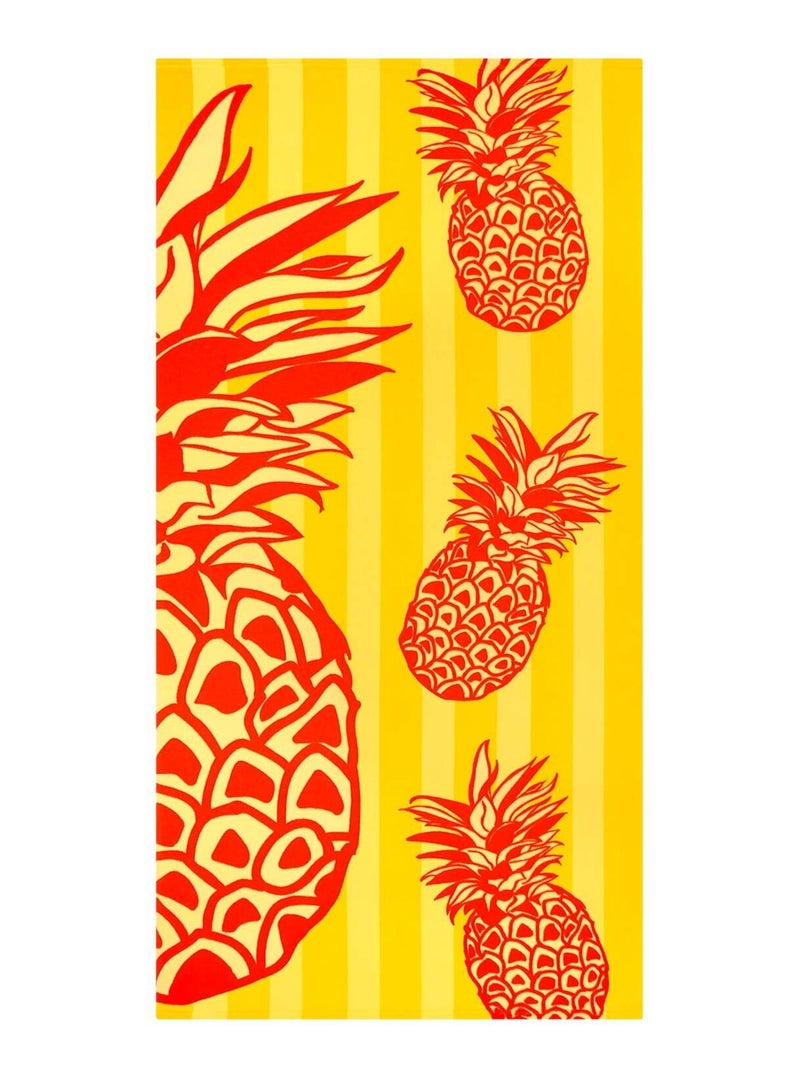Serviette de plage microfibre Jaune 75x150 220g/m² - Pop-Ananas Jaune - Kiabi