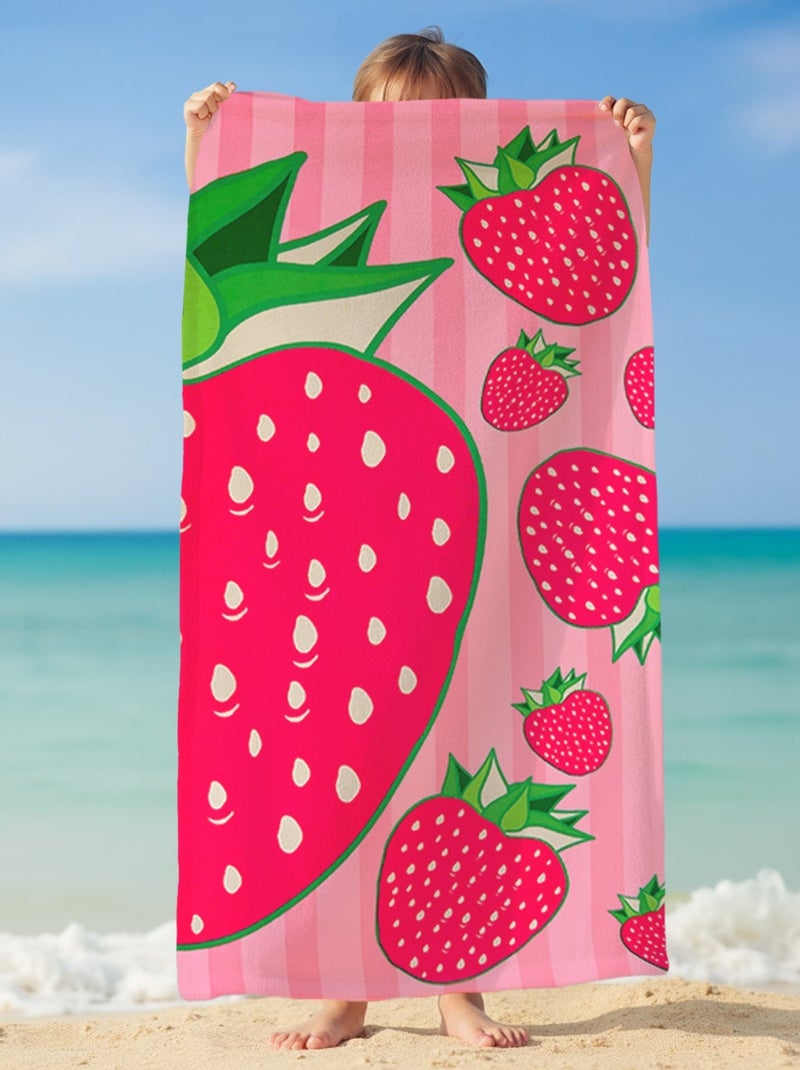 Serviette de plage microfibre Rose 75x150 220g/m² - Pop-Fraise Rose - Kiabi