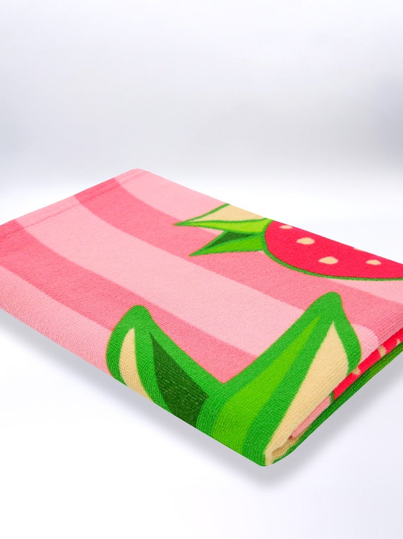 Serviette de plage microfibre Rose 75x150 220g/m² - Pop-Fraise Rose - Kiabi