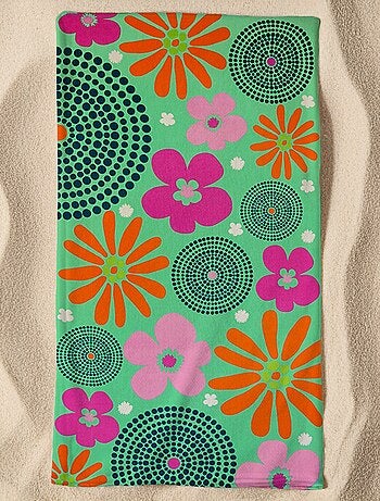 Serviette de plage microfibre Vert 90x170 220g/m² - Piodao