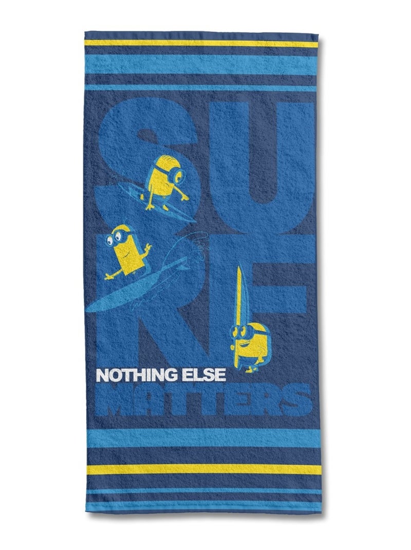 Serviette de plage Minions Universal 70x140 cm - 100% Coton - 300 GSM Bleu - Kiabi