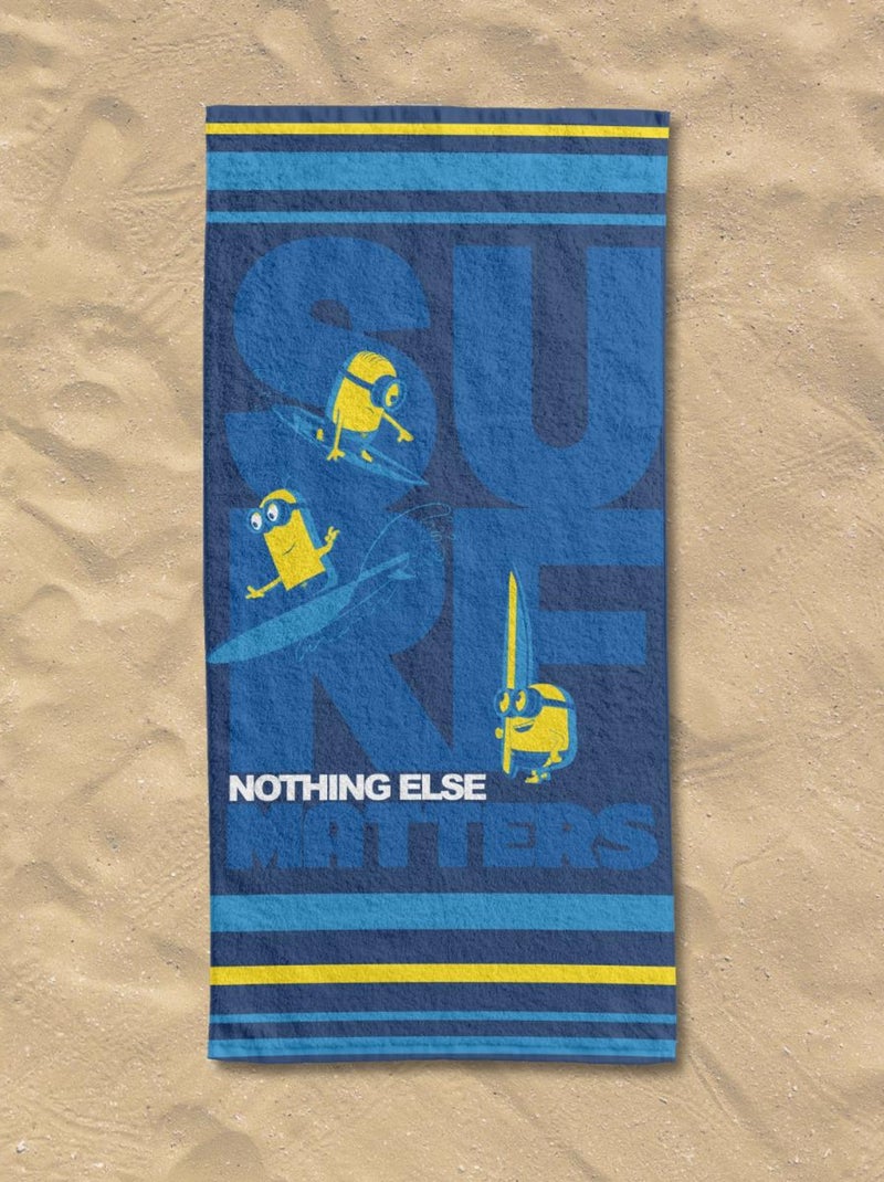 Serviette de plage Minions Universal 70x140 cm - 100% Coton - 300 GSM Bleu - Kiabi