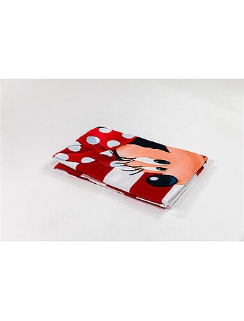 Serviette de plage Minnie avec des rayures blanche et rouge - 70 x 140 cm