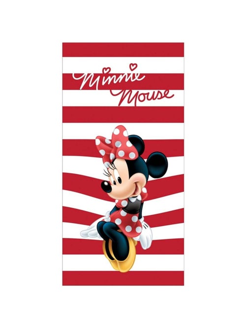 Serviette de plage Minnie avec des rayures blanche et rouge - 70 x 140 cm - Kiabi Serviette de plage Minnie avec des rayures blanche et rouge - 70 x 140 cm - Kiabi