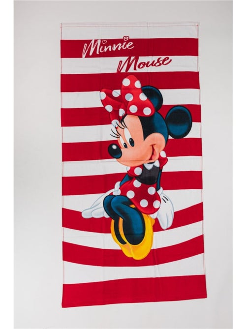 Serviette de plage Minnie avec des rayures blanche et rouge - 70 x 140 cm - Kiabi Serviette de plage Minnie avec des rayures blanche et rouge - 70 x 140 cm - Kiabi