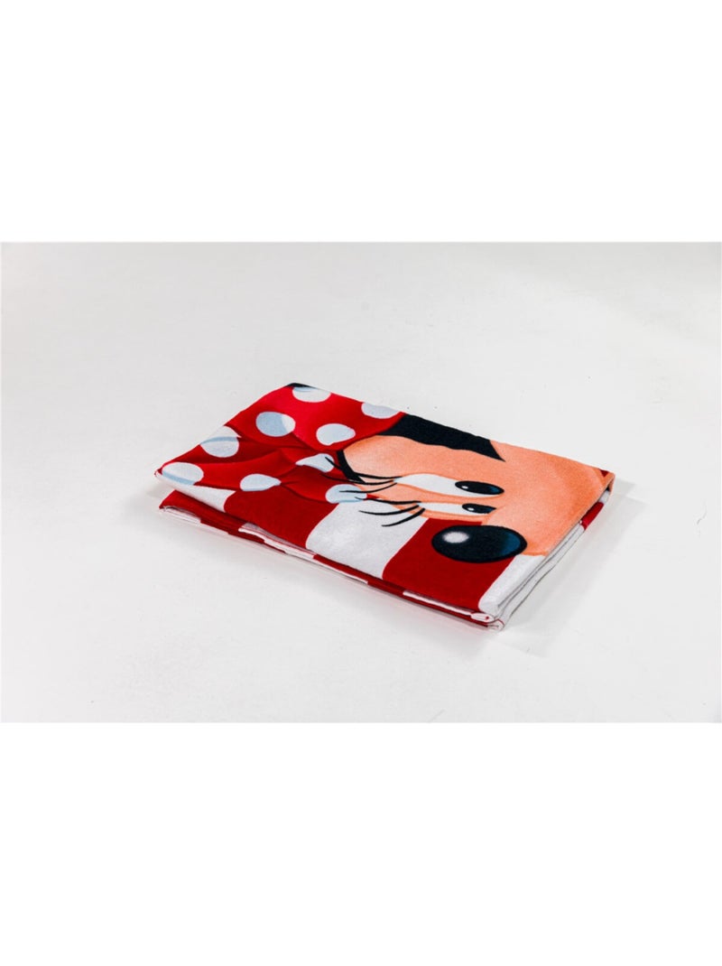 Serviette de plage Minnie avec des rayures blanche et rouge - 70 x 140 cm Multicolore - Kiabi