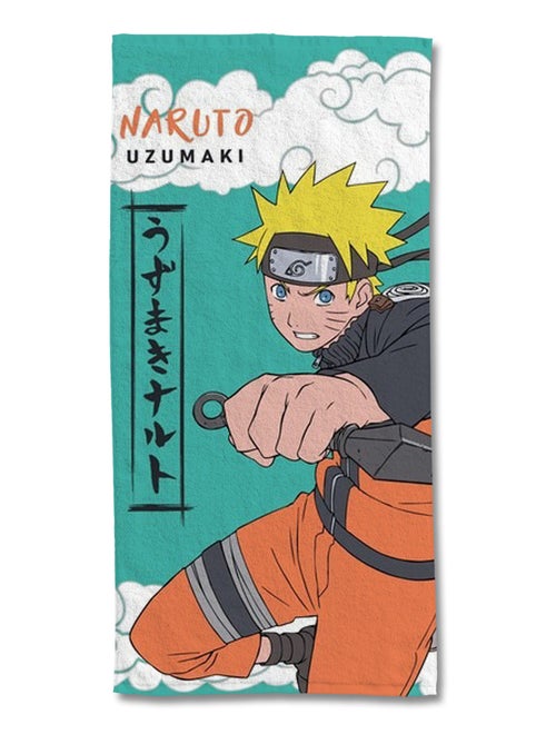 Serviette de plage Naruto Uzumaki 75x150 cm - 100% Coton - Bleu - Kiabi