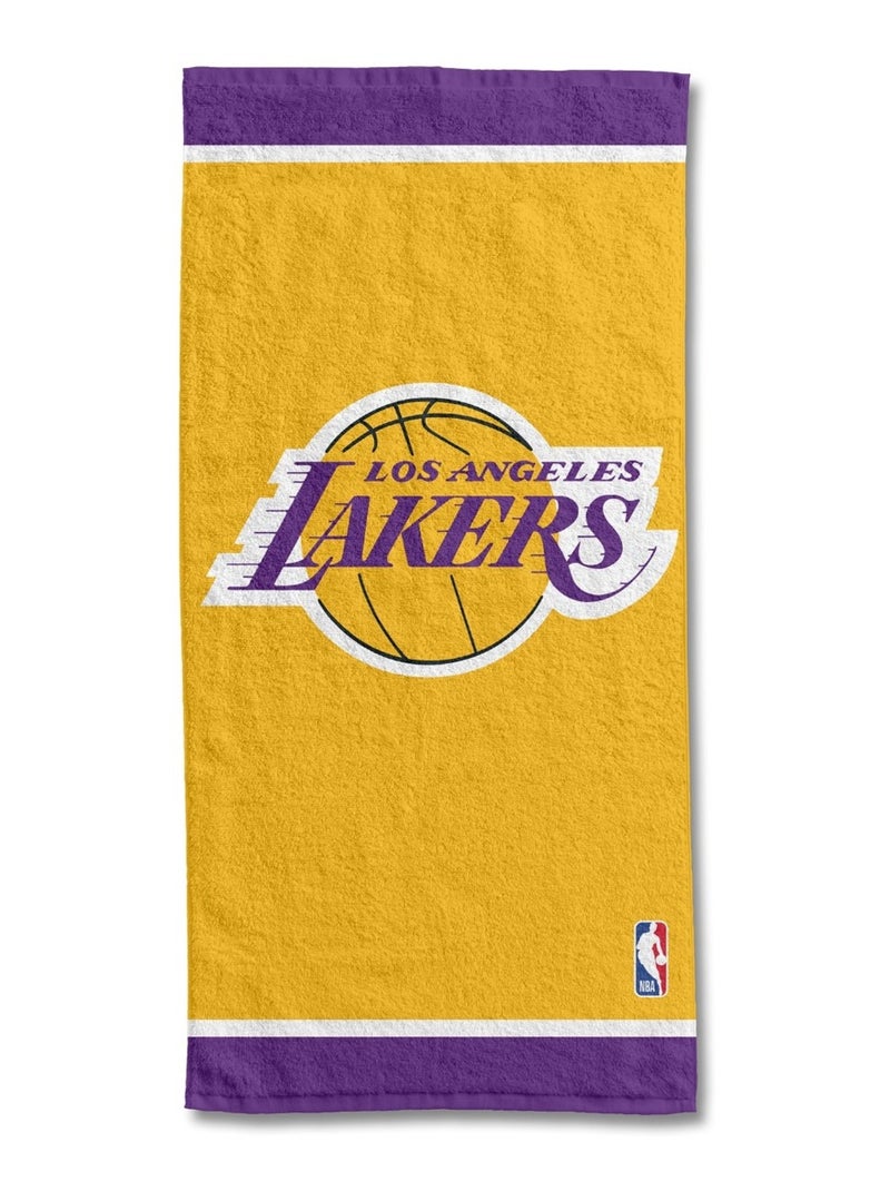 Serviette de plage NBA Los Angeles Lakers 75x150 cm - 100% coton - 300 GSM Jaune - Kiabi