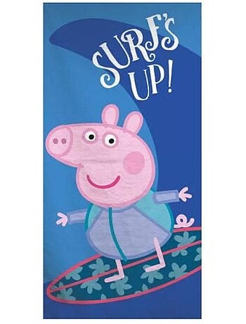 Serviette de plage ou drap de bain peppa pig surf - 70 x 140 cm - 100% coton