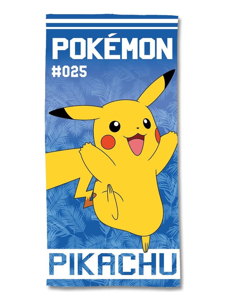 Serviette de plage Pokémon Pikachu 0025 75x150 cm - 100% Coton - 300 GSM Bleu - Kiabi