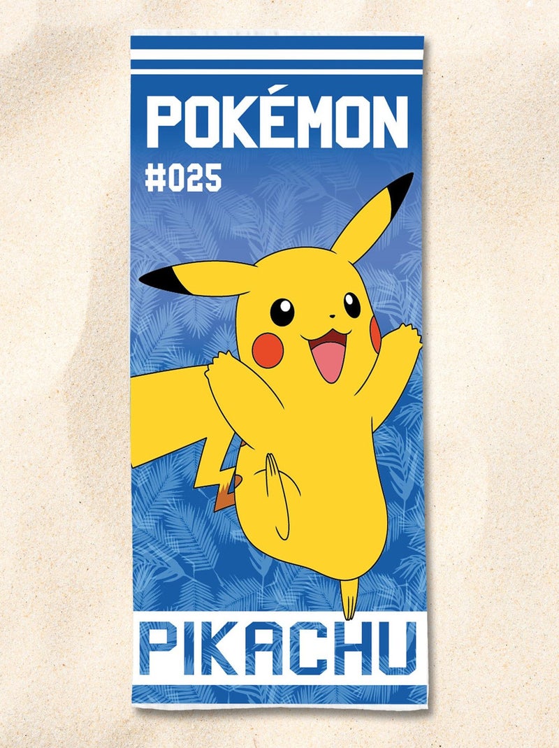 Serviette de plage Pokémon Pikachu 0025 75x150 cm - 100% Coton - 300 GSM Bleu - Kiabi