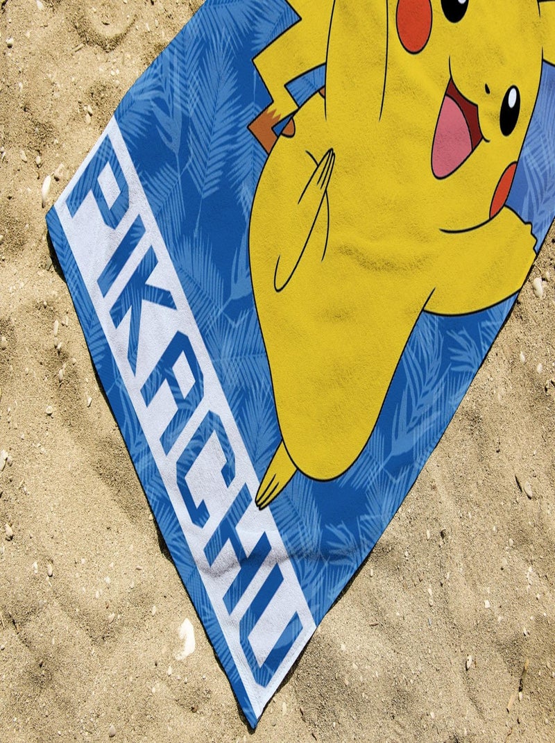 Serviette de plage Pokémon Pikachu 0025 75x150 cm - 100% Coton - 300 GSM Bleu - Kiabi