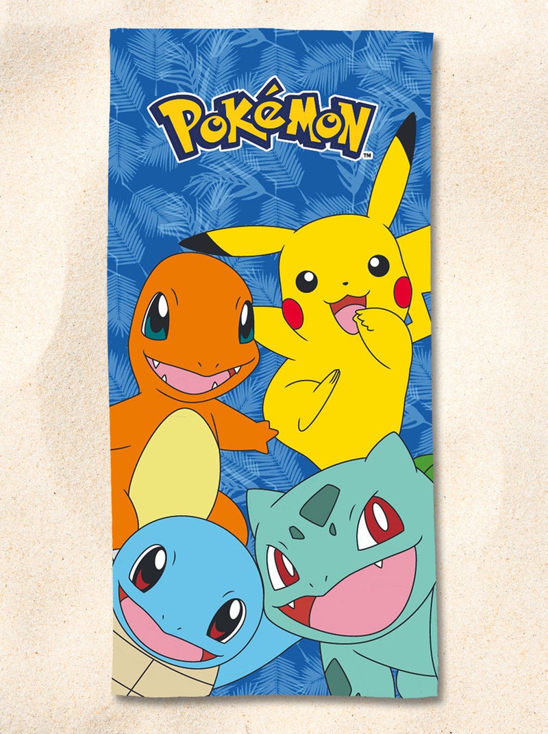 Serviette de plage Pokémon Starter 70x140 cm - 100% Microfibre - 250 GSM Bleu - Kiabi