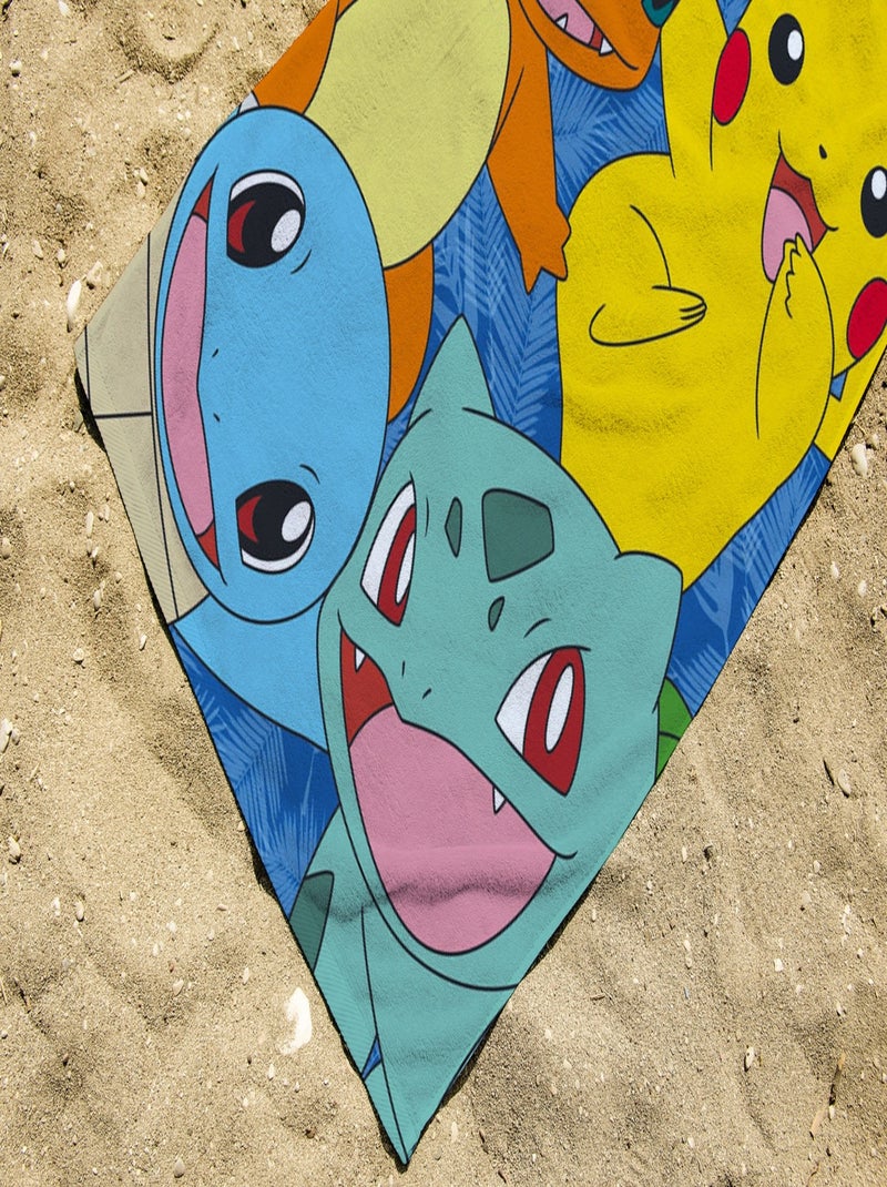 Serviette de plage Pokémon Starter 70x140 cm - 100% Microfibre - 250 GSM Bleu - Kiabi
